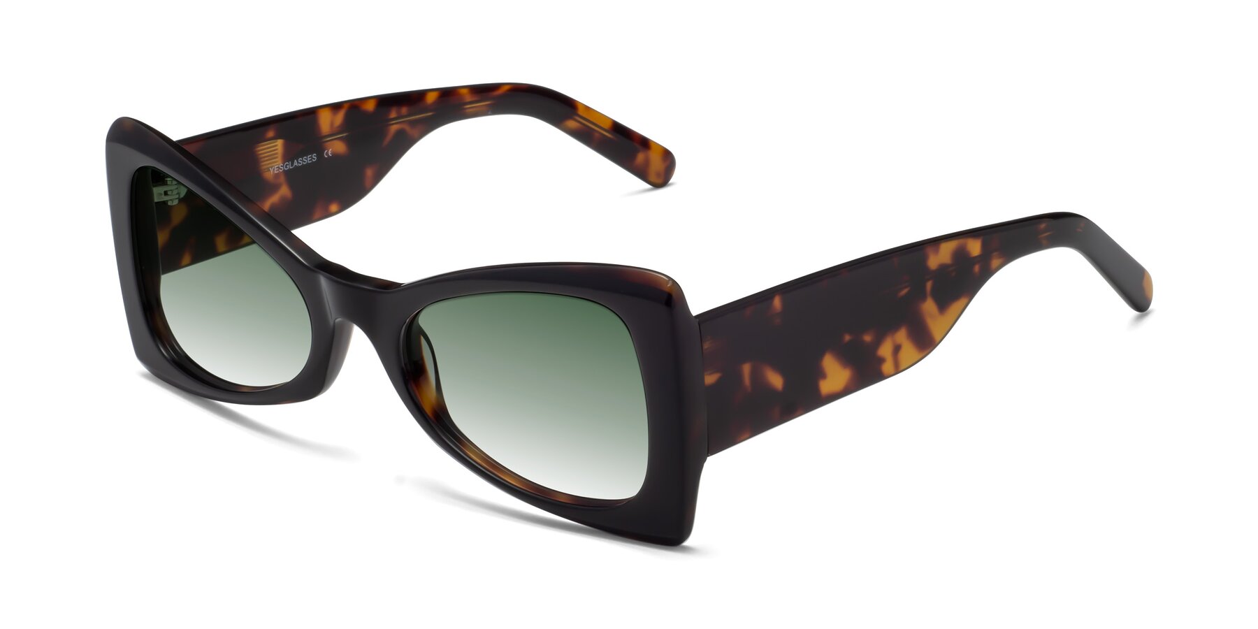 Angle of 1564 in Black-Tortoise with Green Gradient Lenses