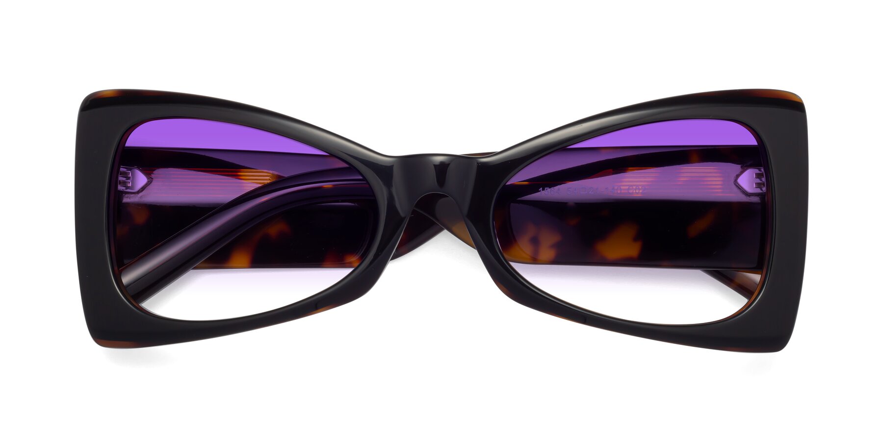 Folded Front of 1564 in Black-Tortoise with Purple Gradient Lenses
