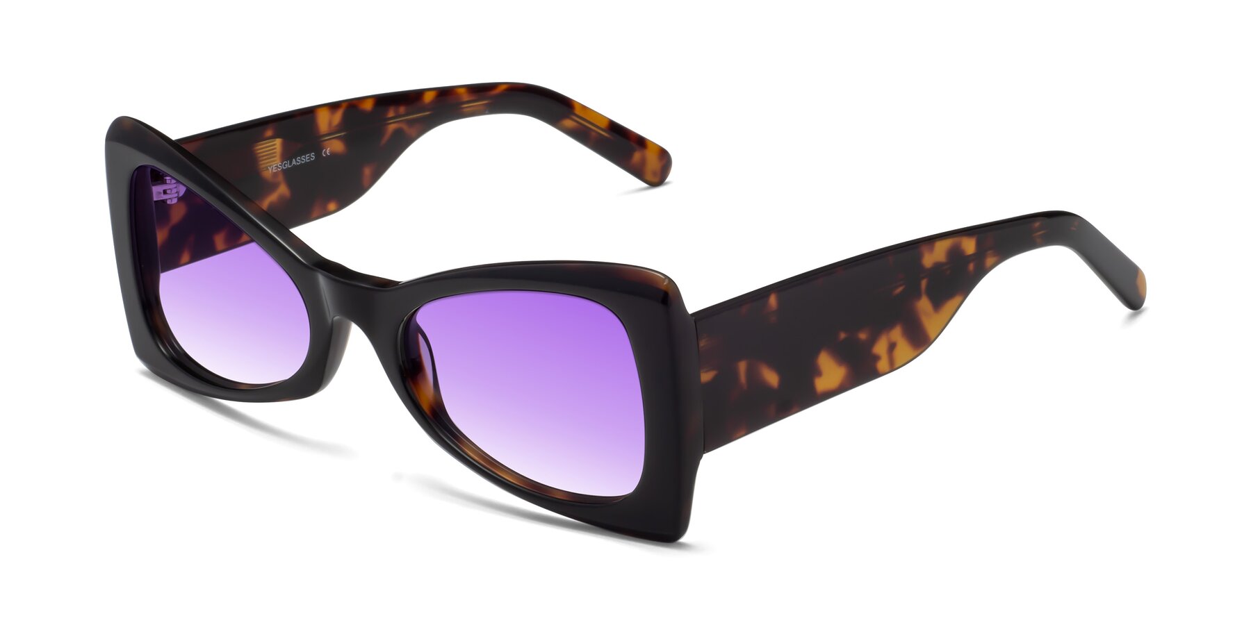 Angle of 1564 in Black-Tortoise with Purple Gradient Lenses