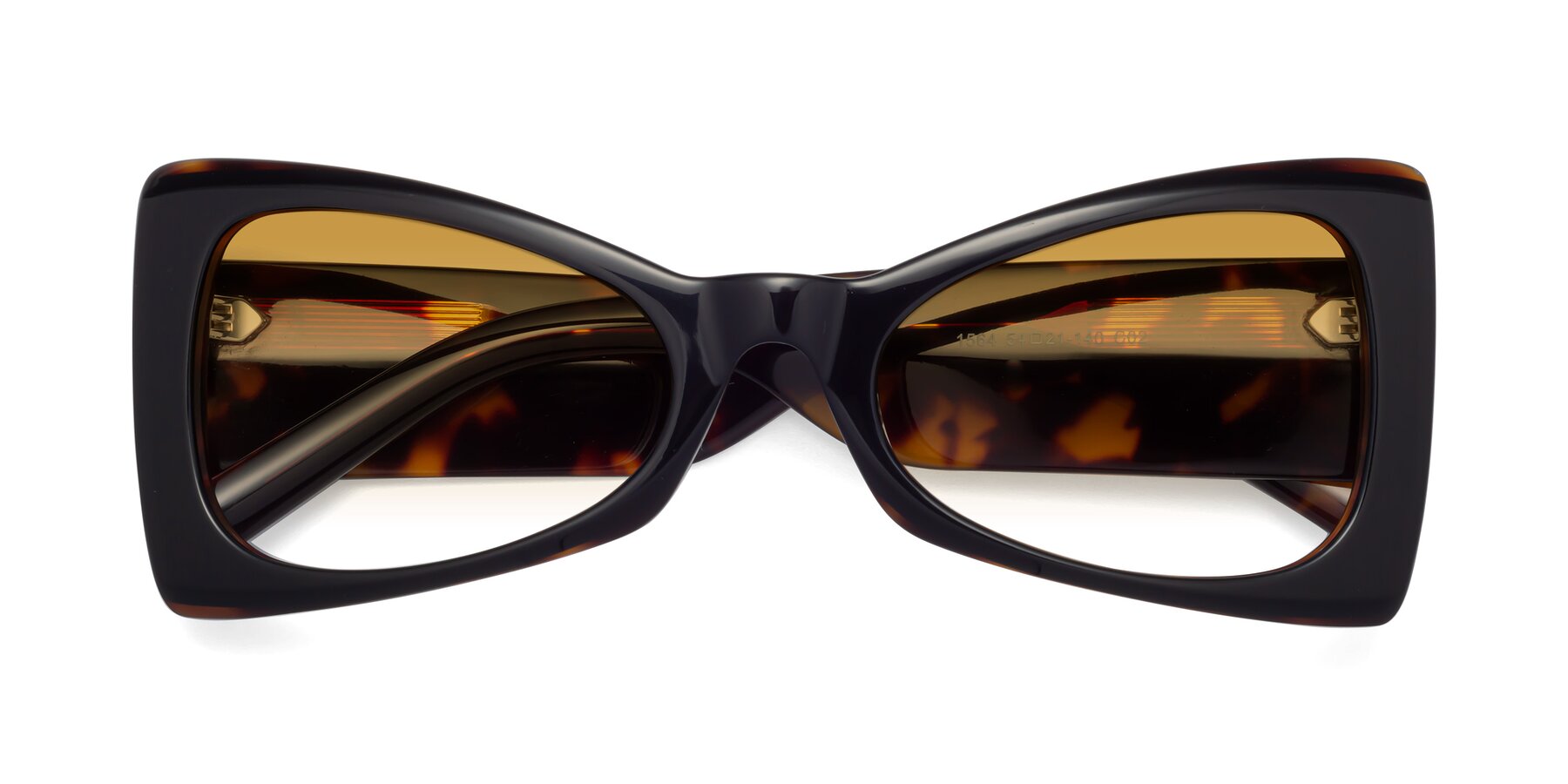 Folded Front of 1564 in Black-Tortoise with Champagne Gradient Lenses