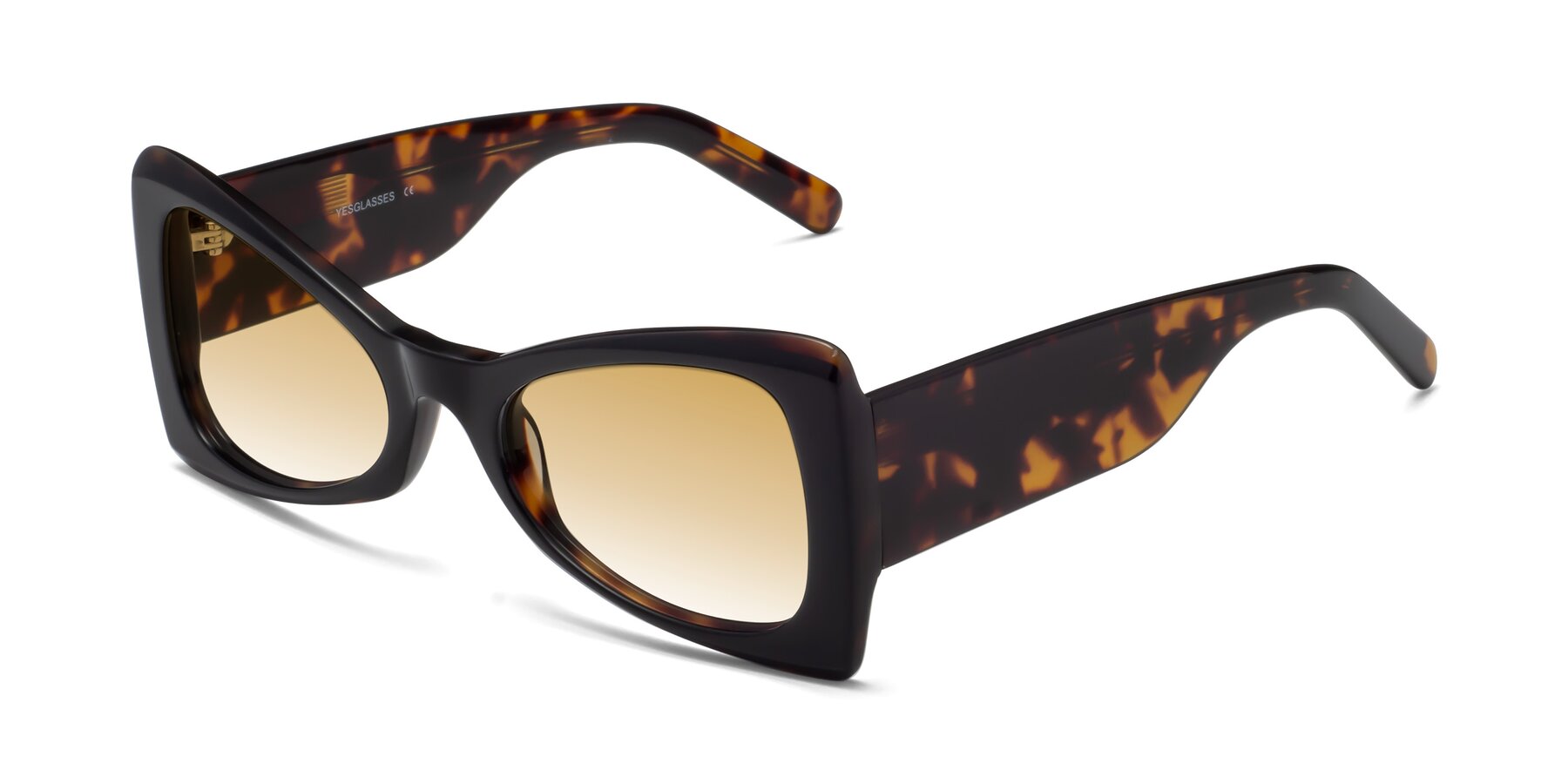Angle of 1564 in Black-Tortoise with Champagne Gradient Lenses