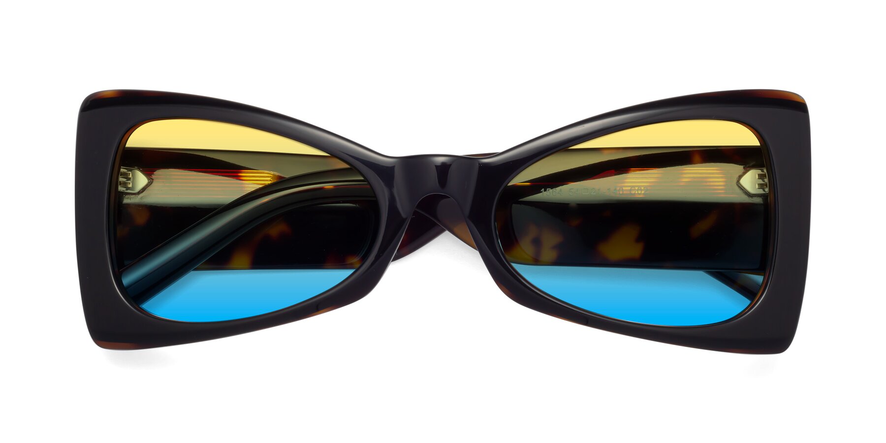 Folded Front of 1564 in Black-Tortoise with Yellow / Blue Gradient Lenses