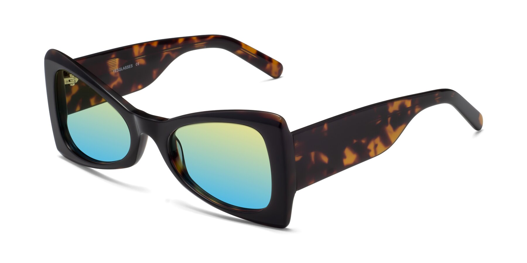 Angle of 1564 in Black-Tortoise with Yellow / Blue Gradient Lenses