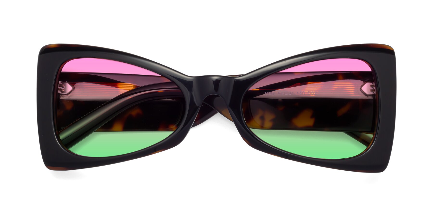 Folded Front of 1564 in Black-Tortoise with Pink / Green Gradient Lenses