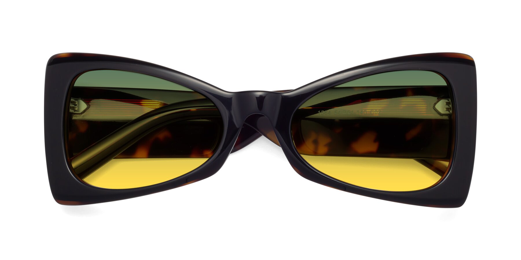 Folded Front of 1564 in Black-Tortoise with Green / Yellow Gradient Lenses