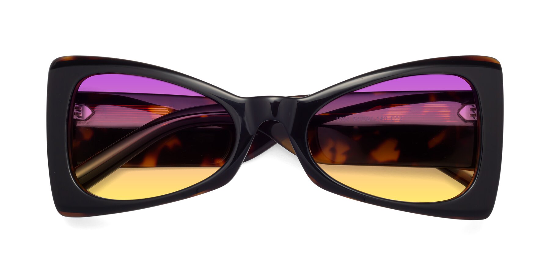 Folded Front of 1564 in Black-Tortoise with Purple / Yellow Gradient Lenses