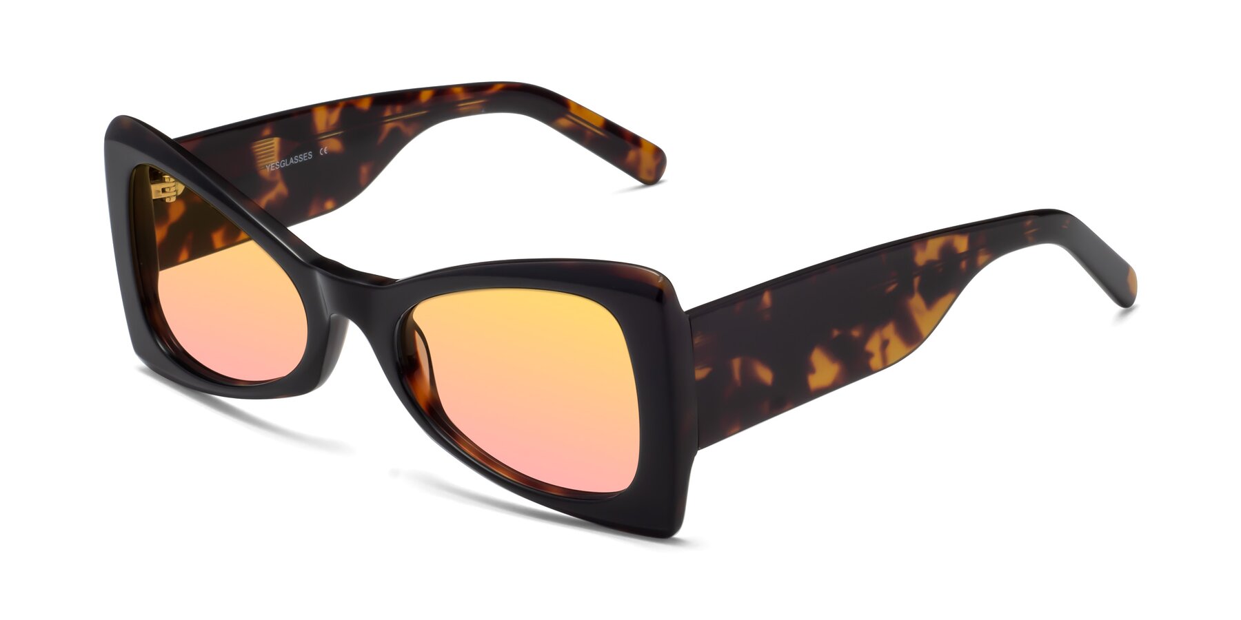 Angle of 1564 in Black-Tortoise with Yellow / Pink Gradient Lenses
