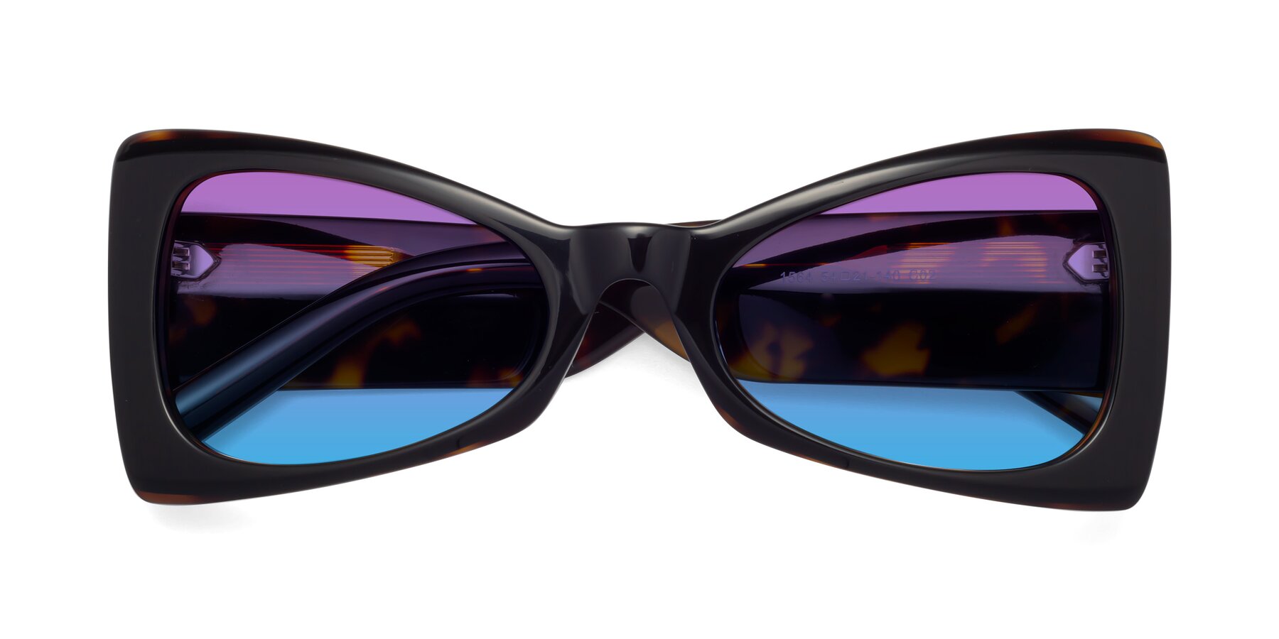 Folded Front of 1564 in Black-Tortoise with Purple / Blue Gradient Lenses