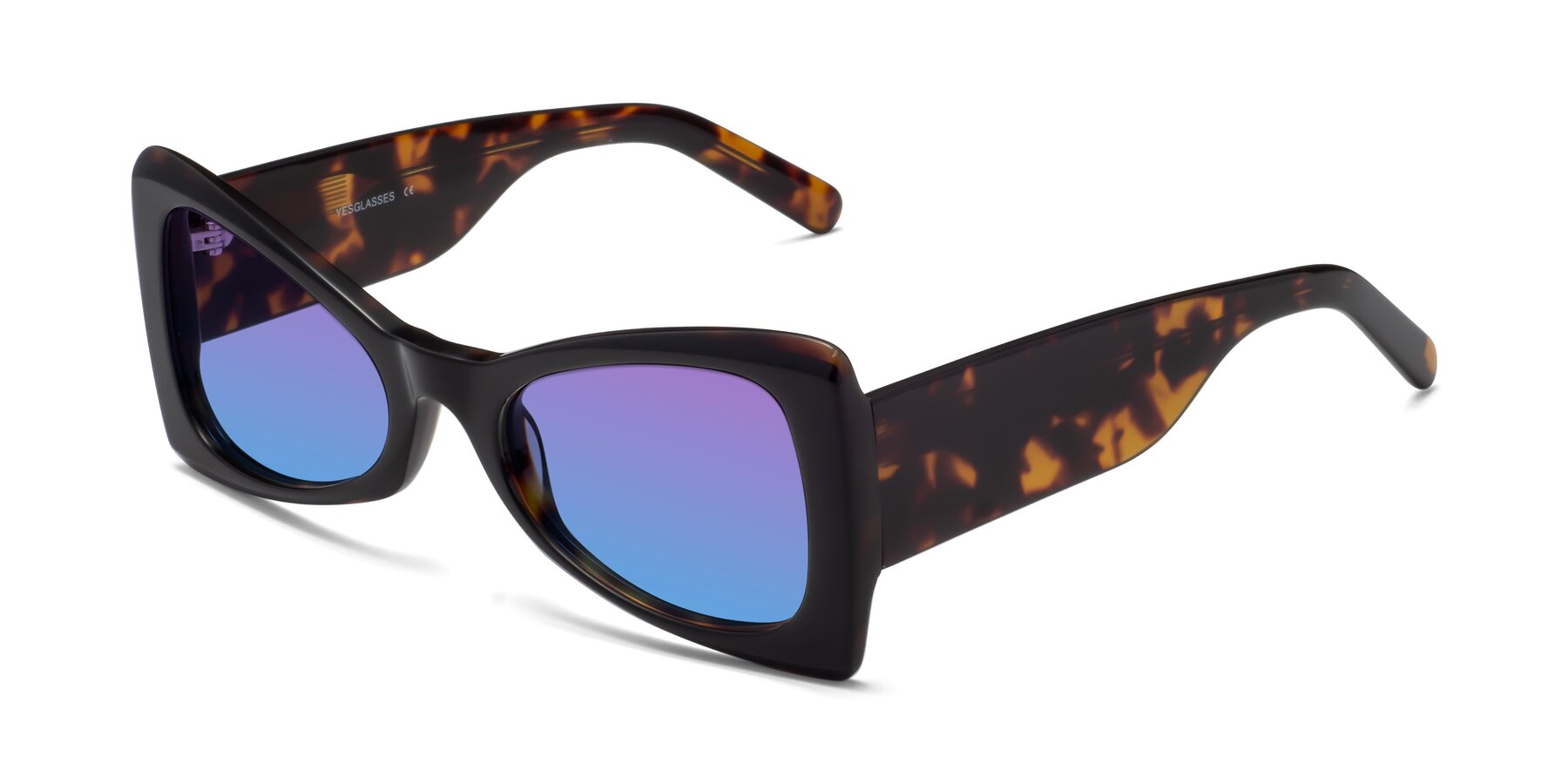 Angle of 1564 in Black-Tortoise with Purple / Blue Gradient Lenses