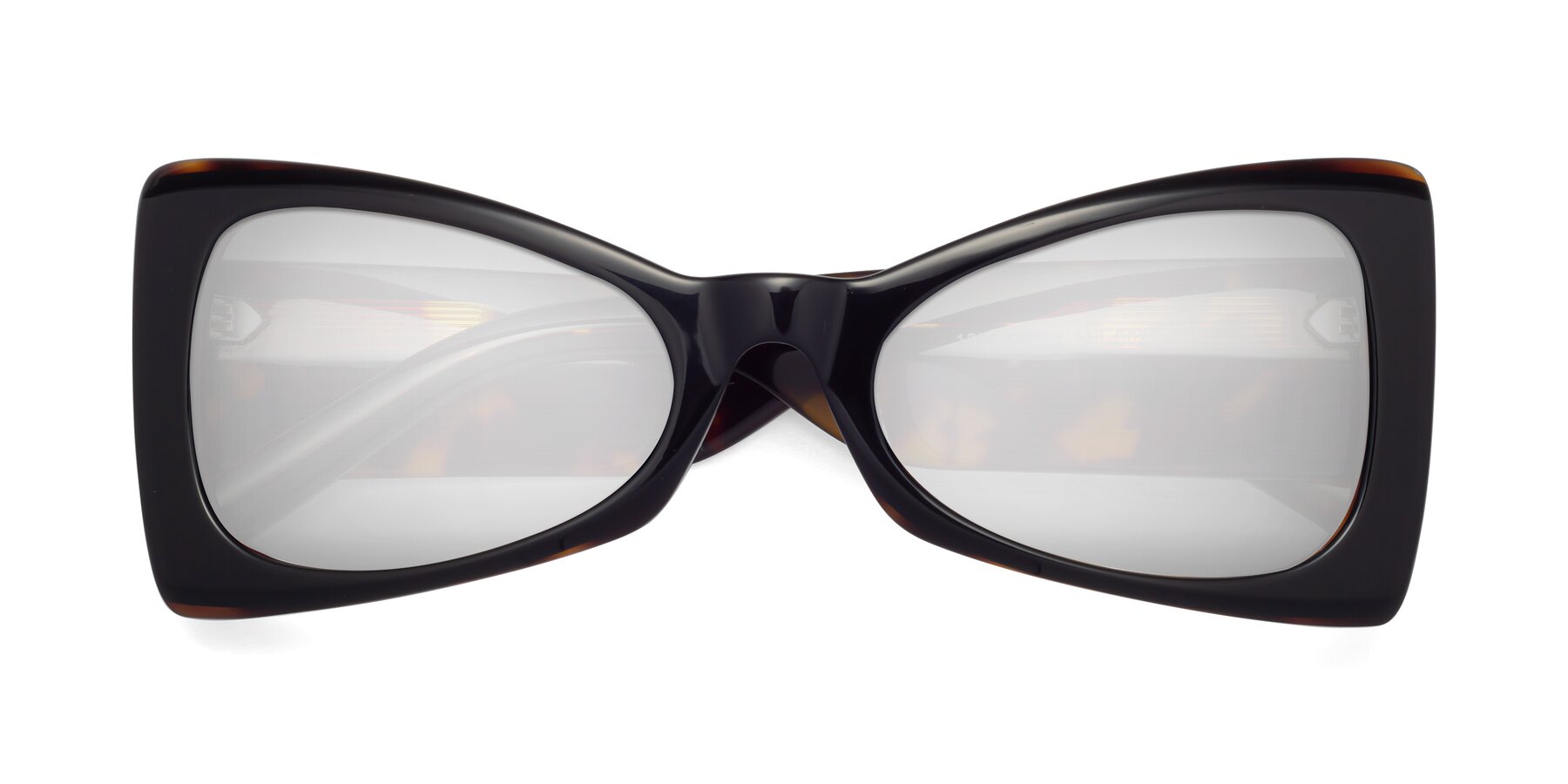 Folded Front of 1564 in Black-Tortoise with Silver Mirrored Lenses