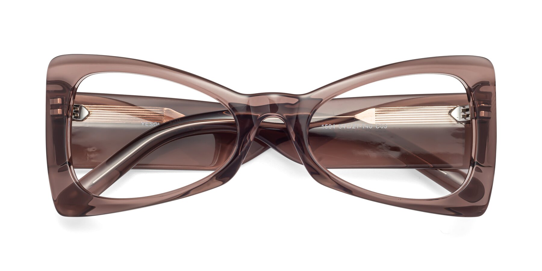 Folded Front of 1564 in Honey Brown with Clear Blue Light Blocking Lenses