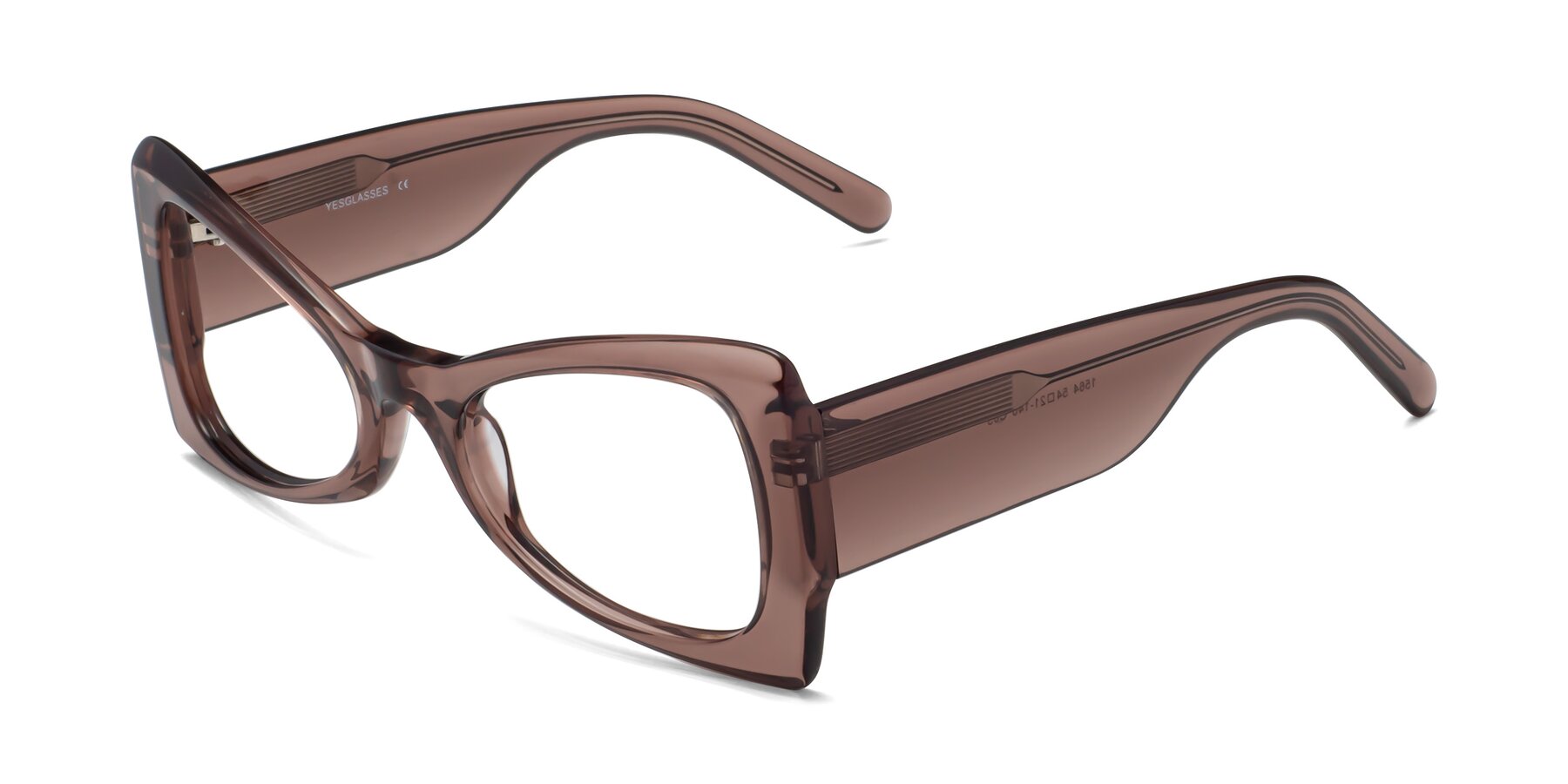 Angle of 1564 in Honey Brown with Clear Blue Light Blocking Lenses