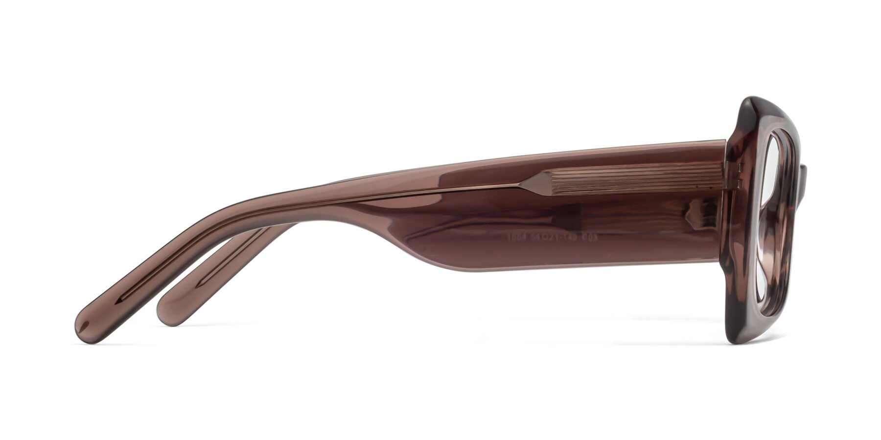 Side of 1564 in Honey Brown with Clear Reading Eyeglass Lenses