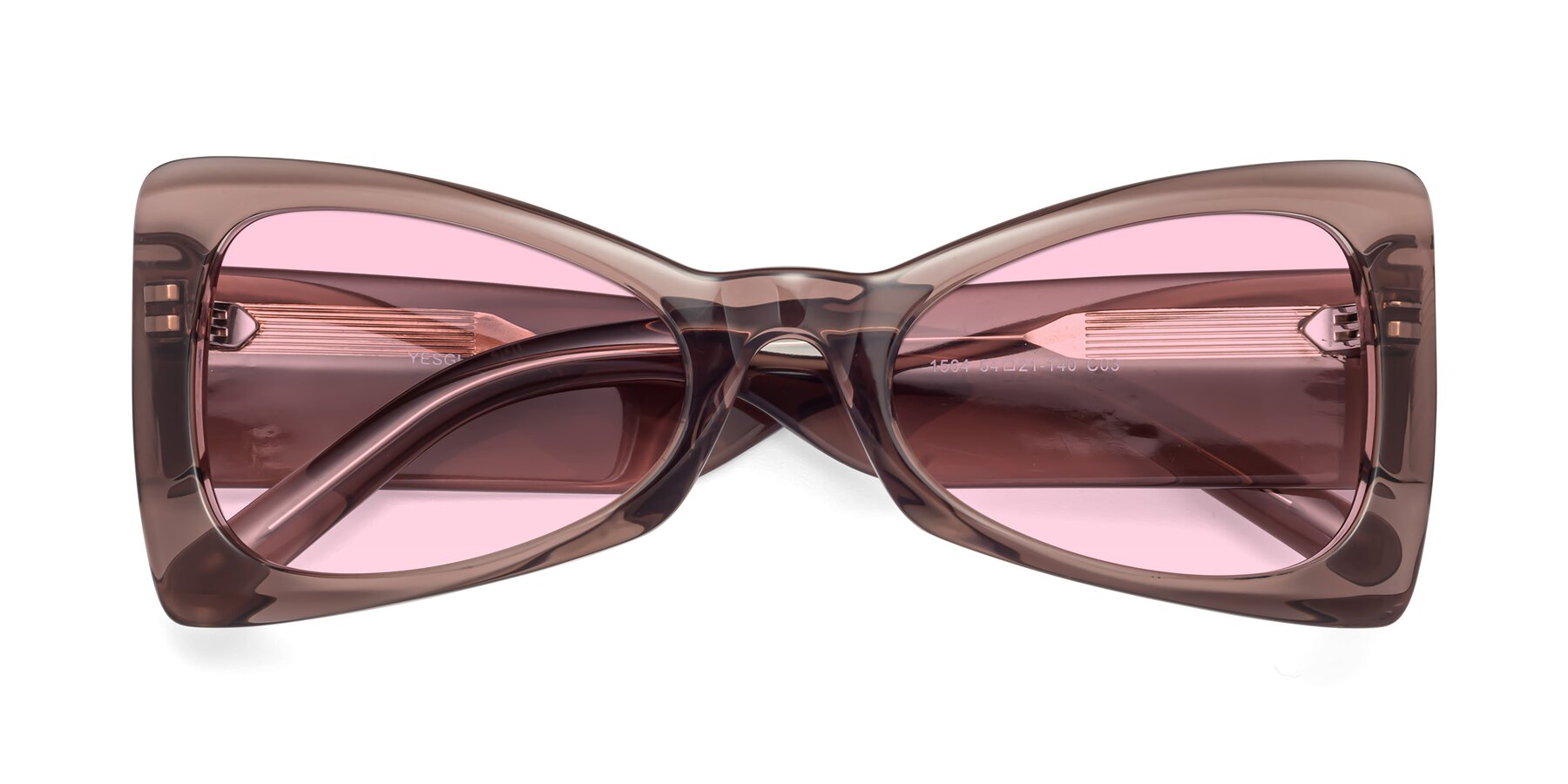 Folded Front of 1564 in Honey Brown with Light Pink Tinted Lenses