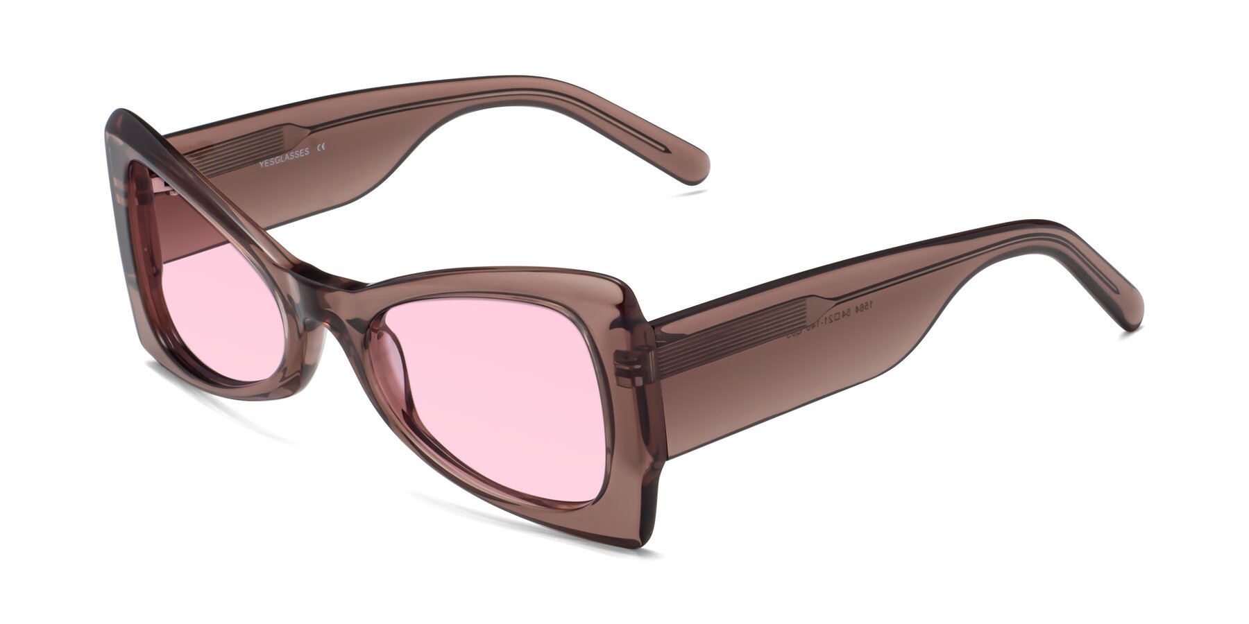 Angle of 1564 in Honey Brown with Light Pink Tinted Lenses