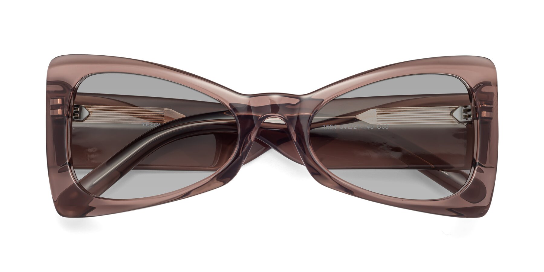Folded Front of 1564 in Honey Brown with Light Gray Tinted Lenses