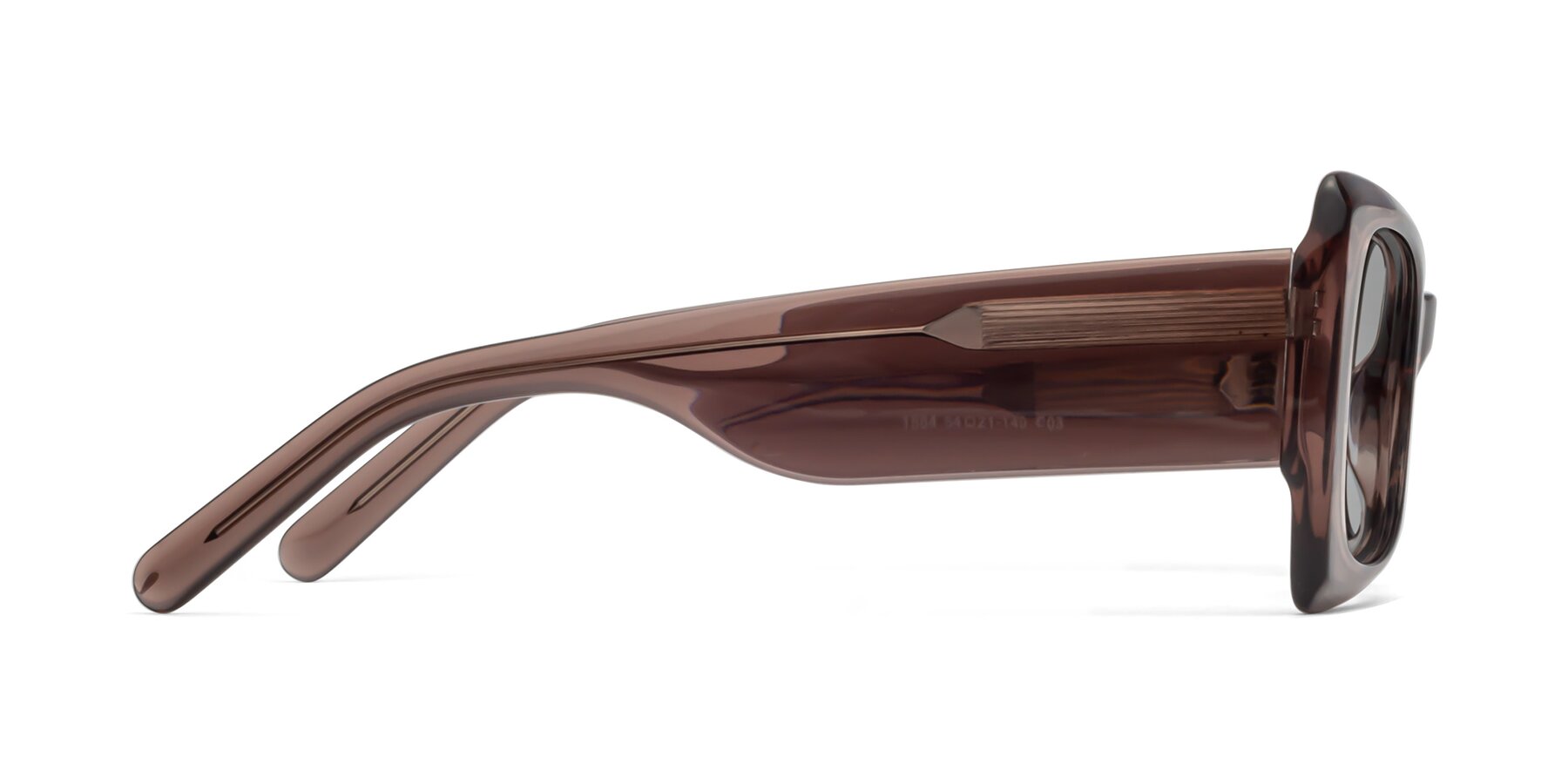 Side of 1564 in Honey Brown with Light Gray Tinted Lenses