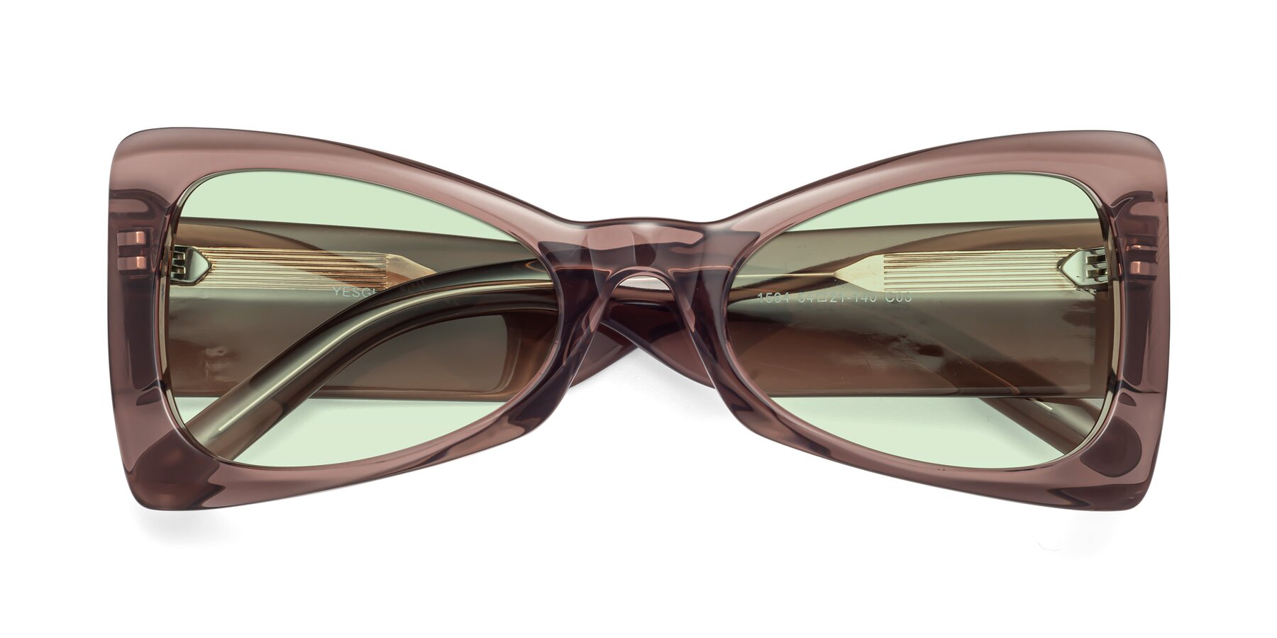 Folded Front of 1564 in Honey Brown with Light Green Tinted Lenses