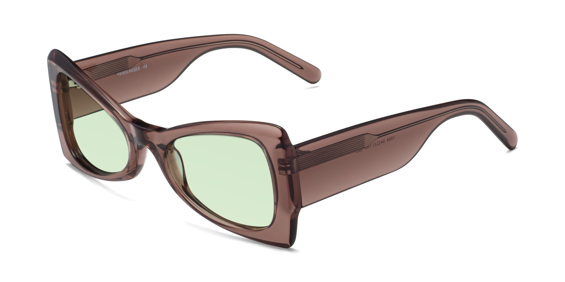 Angle of 1564 in Honey Brown with Light Green Tinted Lenses
