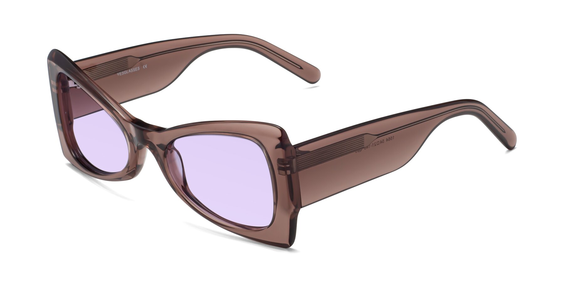 Angle of 1564 in Honey Brown with Light Purple Tinted Lenses