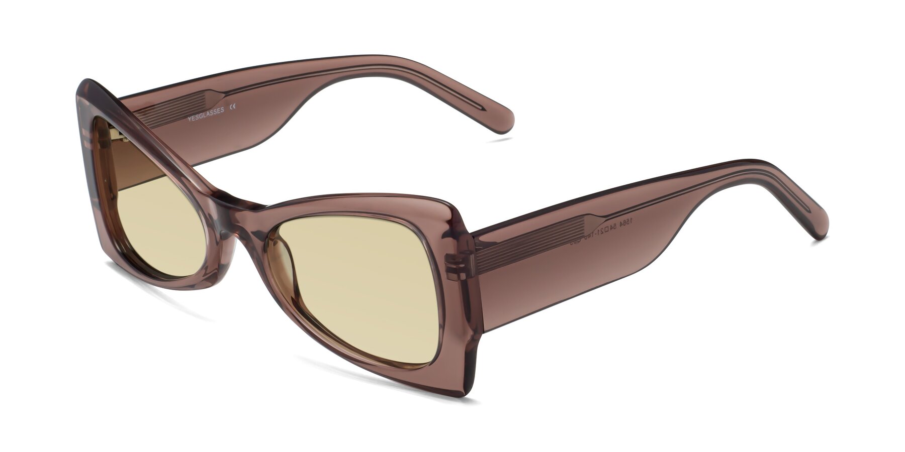 Angle of 1564 in Honey Brown with Light Champagne Tinted Lenses