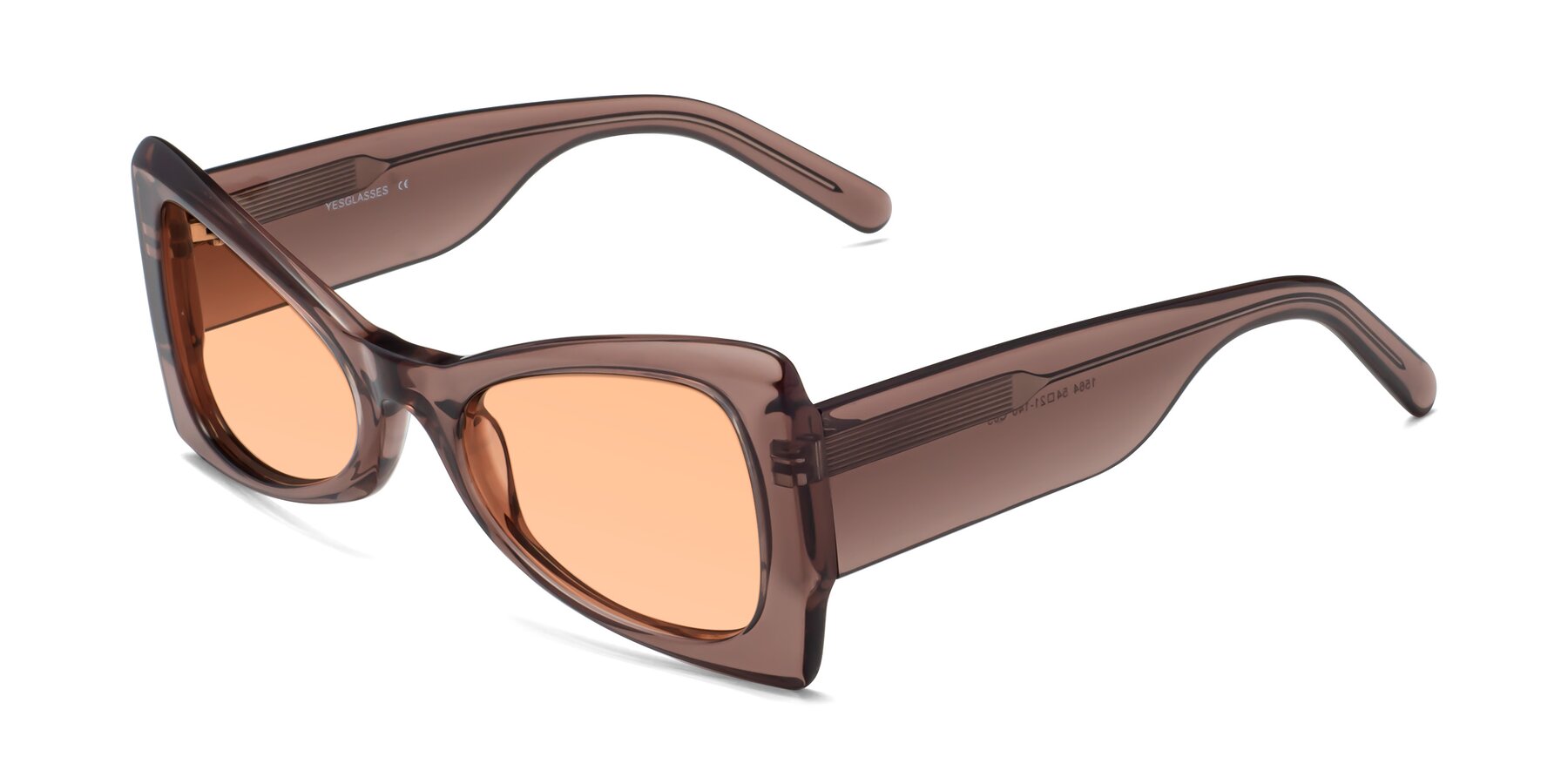 Angle of 1564 in Honey Brown with Light Orange Tinted Lenses