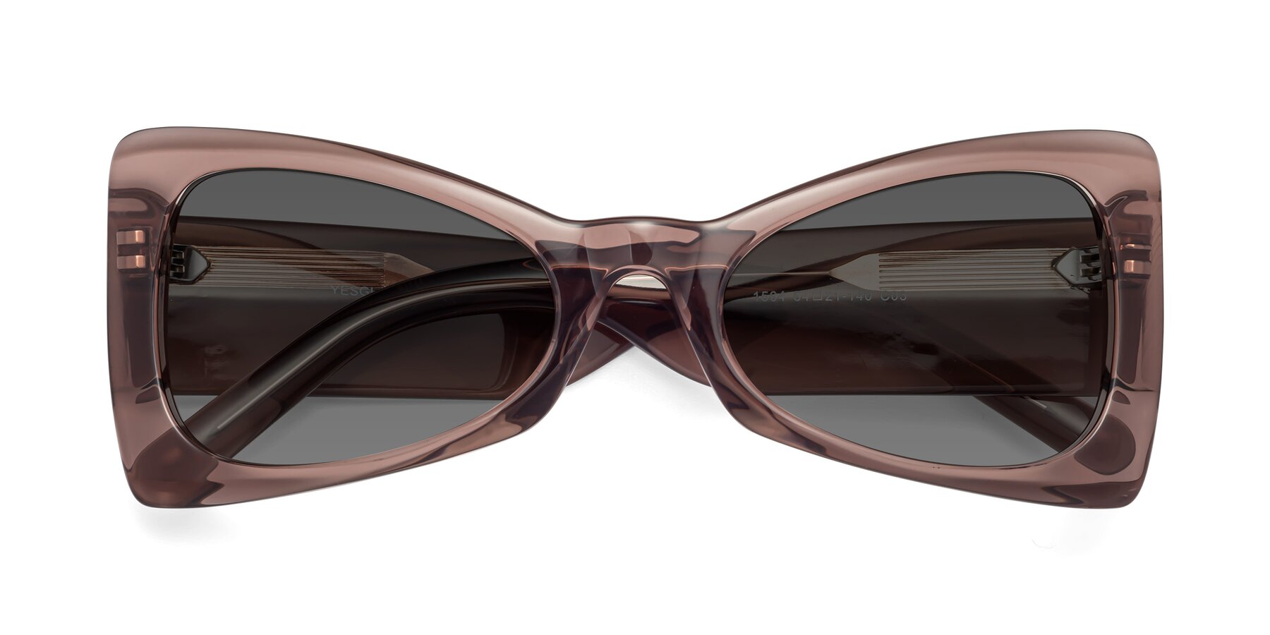 Folded Front of 1564 in Honey Brown with Medium Gray Tinted Lenses