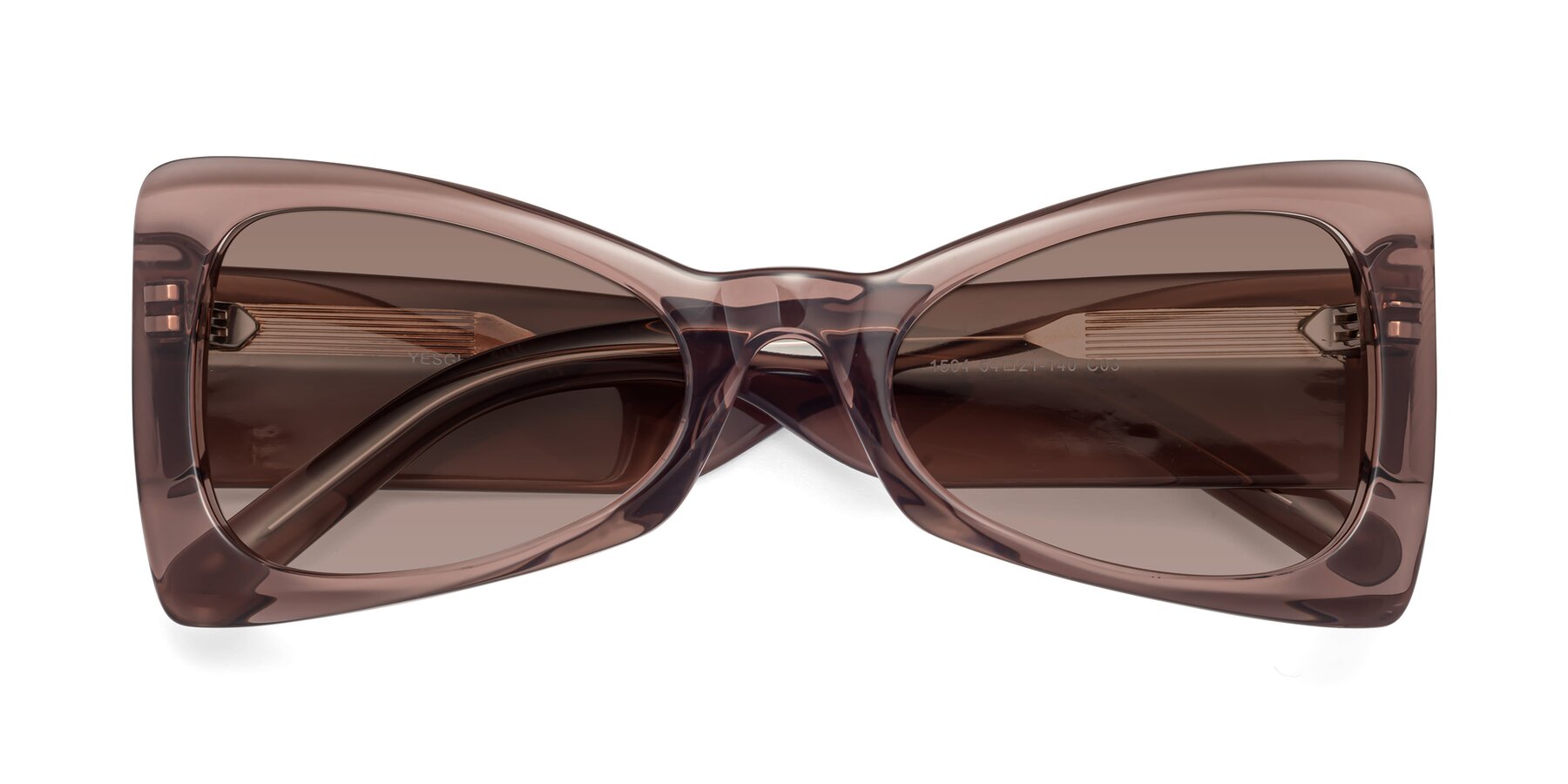 Folded Front of 1564 in Honey Brown with Medium Brown Tinted Lenses