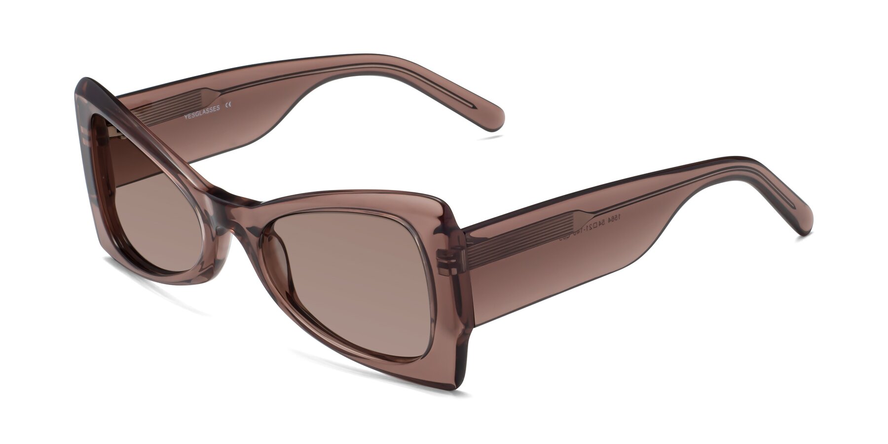 Angle of 1564 in Honey Brown with Medium Brown Tinted Lenses