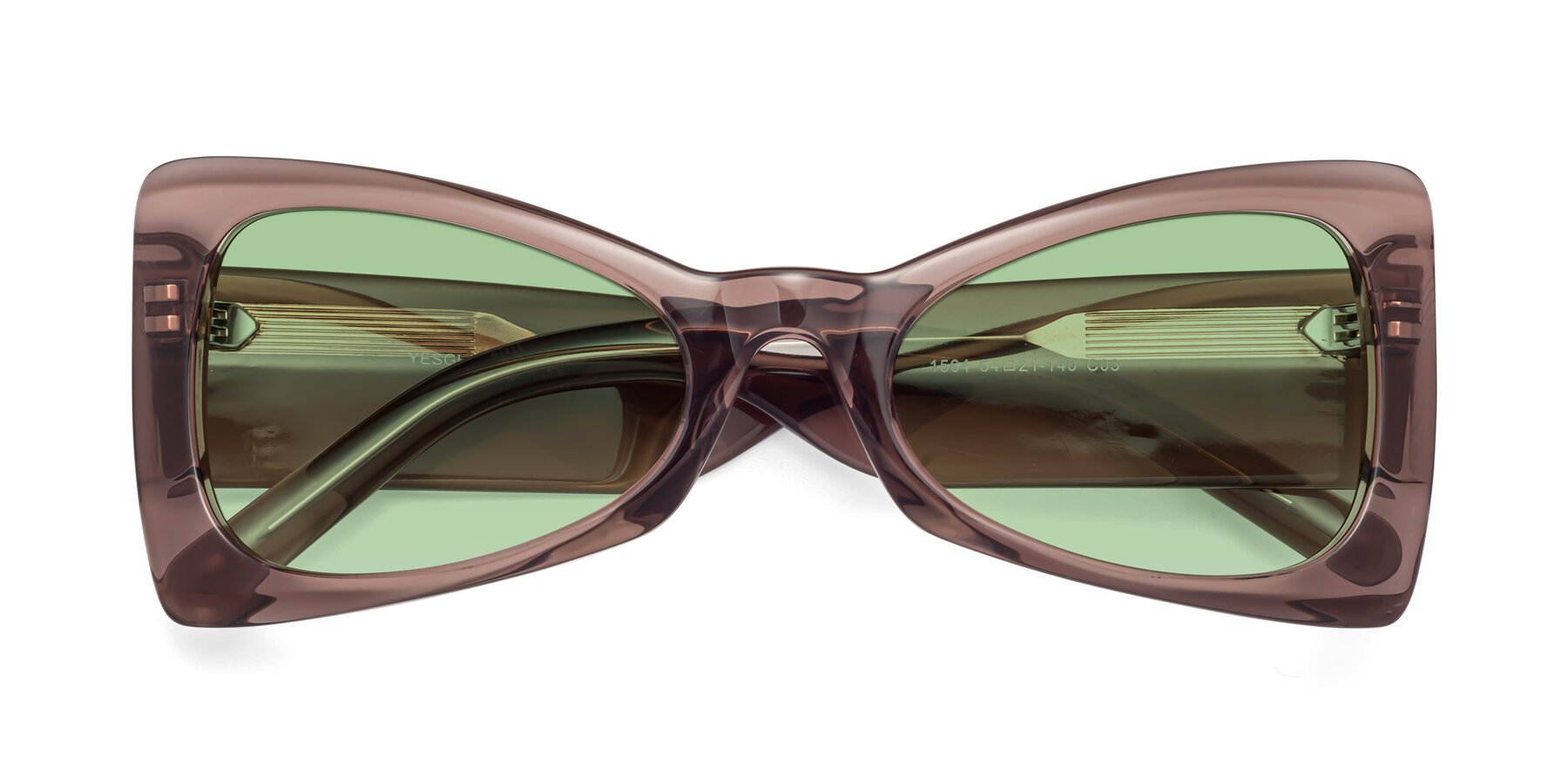 Folded Front of 1564 in Honey Brown with Medium Green Tinted Lenses