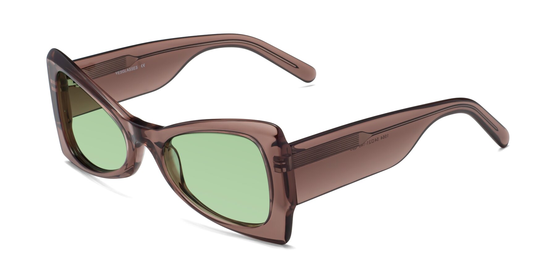 Angle of 1564 in Honey Brown with Medium Green Tinted Lenses