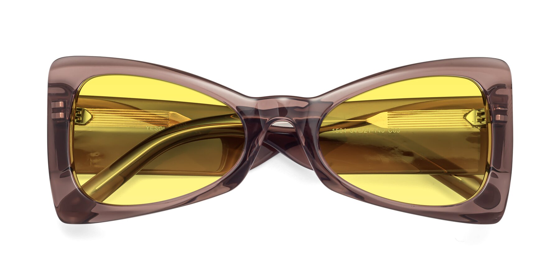 Folded Front of 1564 in Honey Brown with Medium Yellow Tinted Lenses