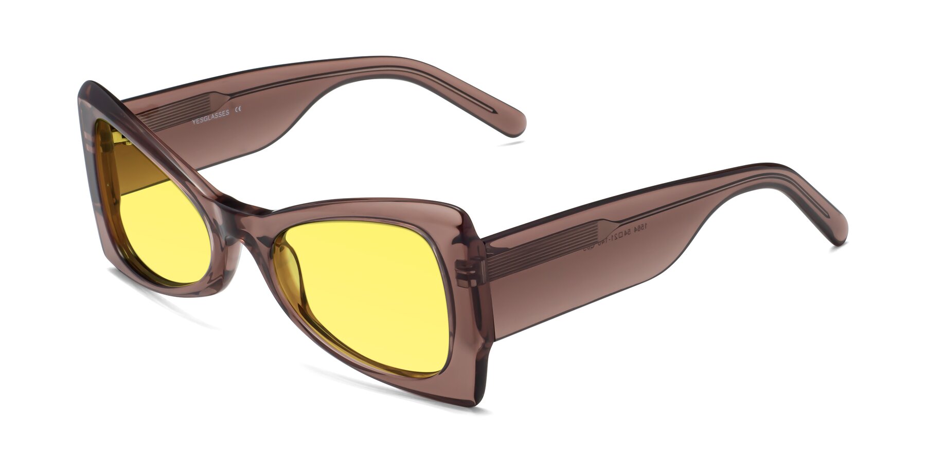 Angle of 1564 in Honey Brown with Medium Yellow Tinted Lenses