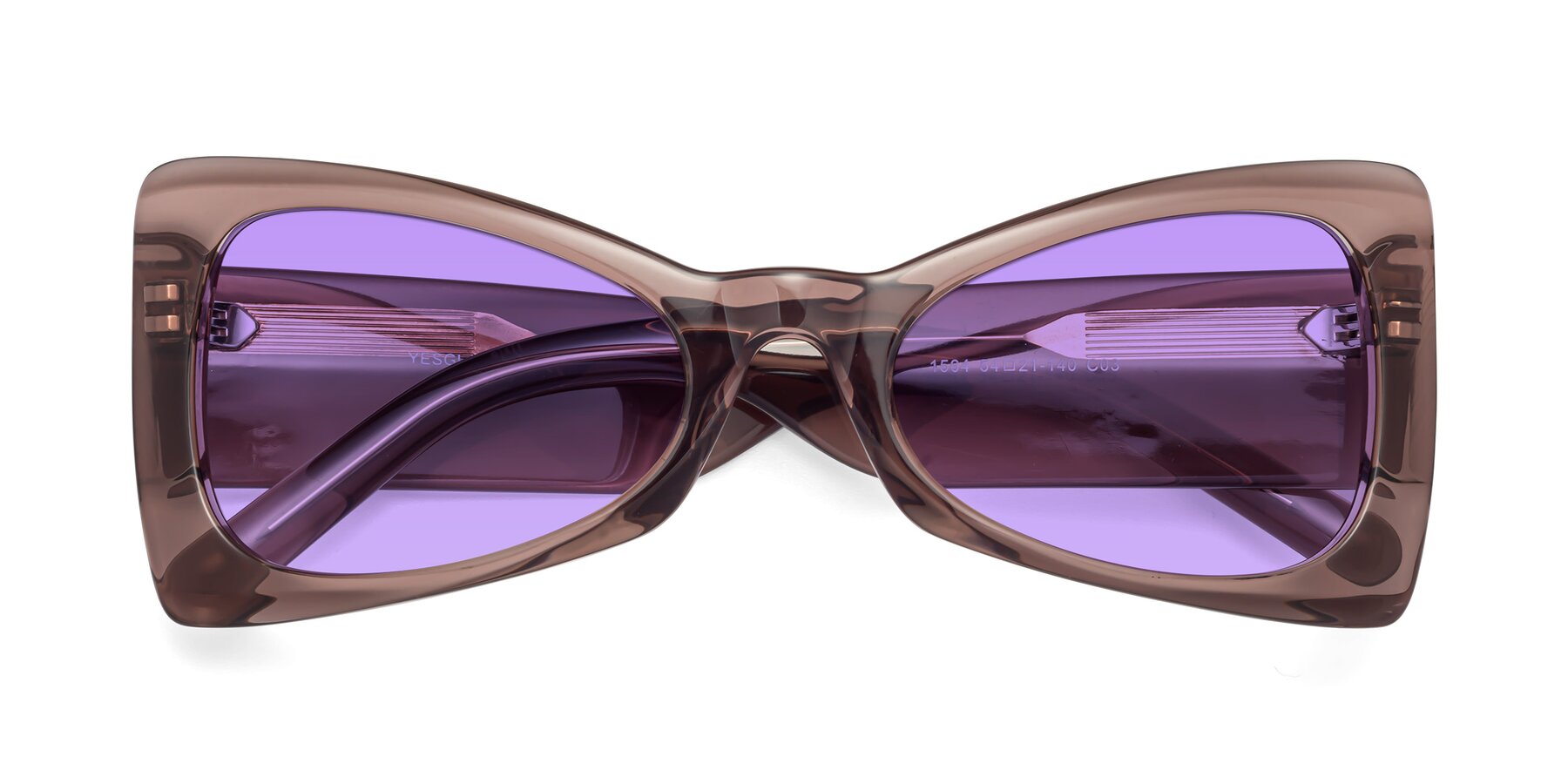 Folded Front of 1564 in Honey Brown with Medium Purple Tinted Lenses
