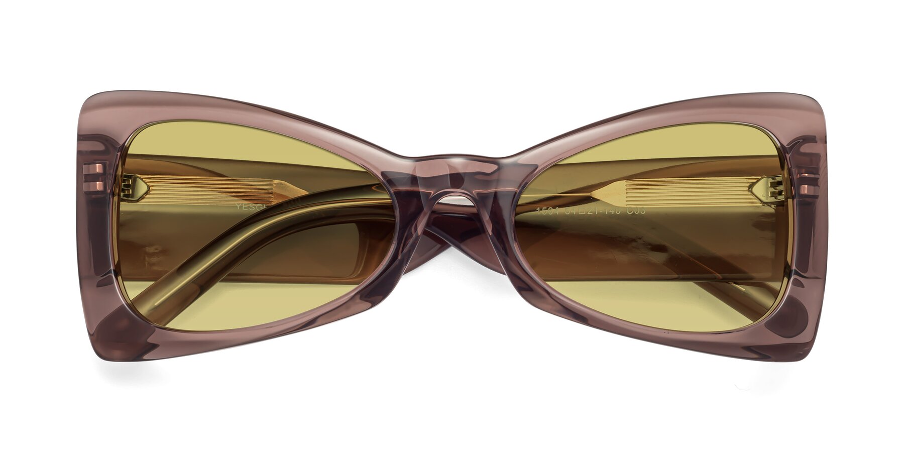 Folded Front of 1564 in Honey Brown with Medium Champagne Tinted Lenses