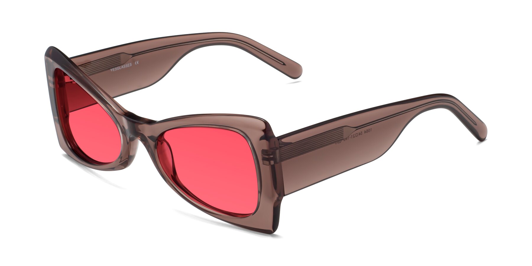 Angle of 1564 in Honey Brown with Red Tinted Lenses