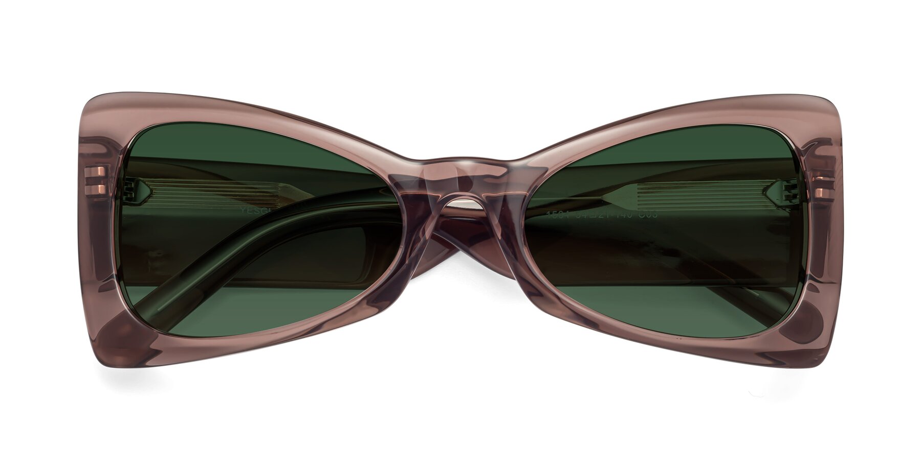 Folded Front of 1564 in Honey Brown with Green Tinted Lenses