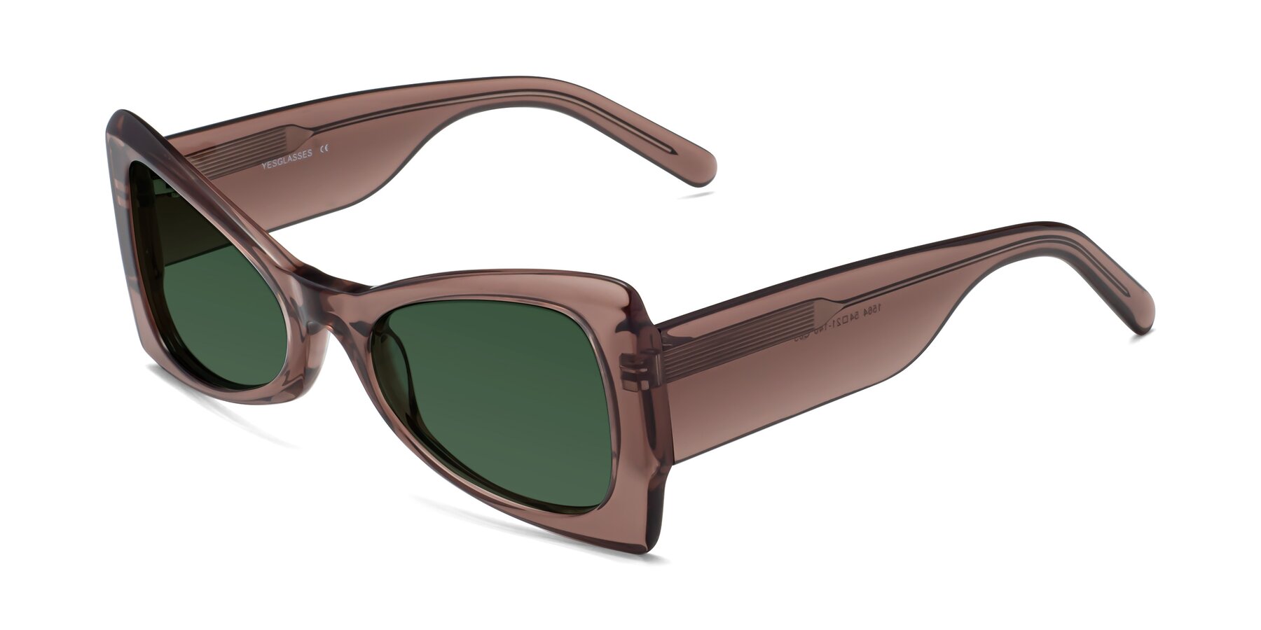 Angle of 1564 in Honey Brown with Green Tinted Lenses