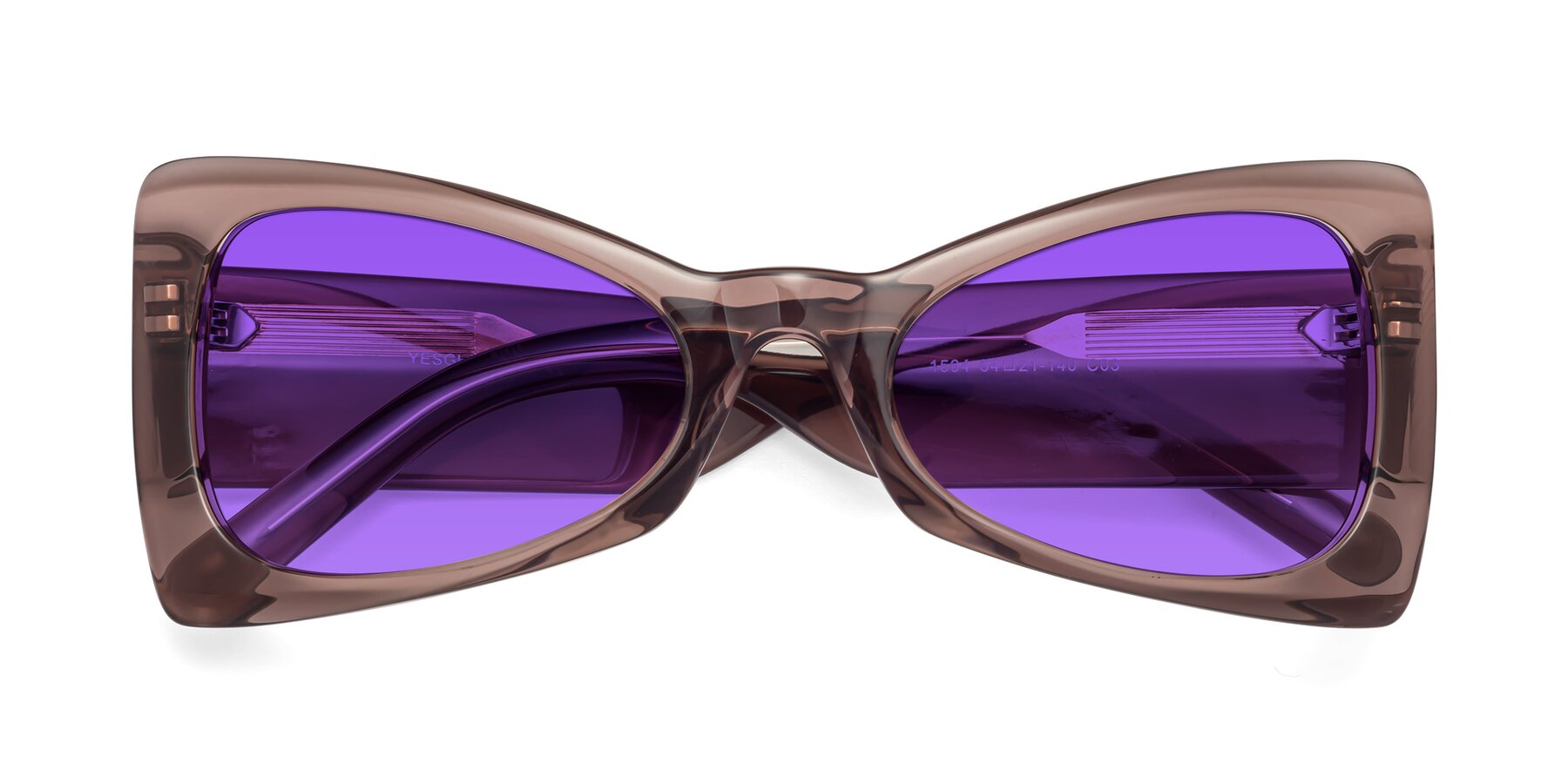 Folded Front of 1564 in Honey Brown with Purple Tinted Lenses