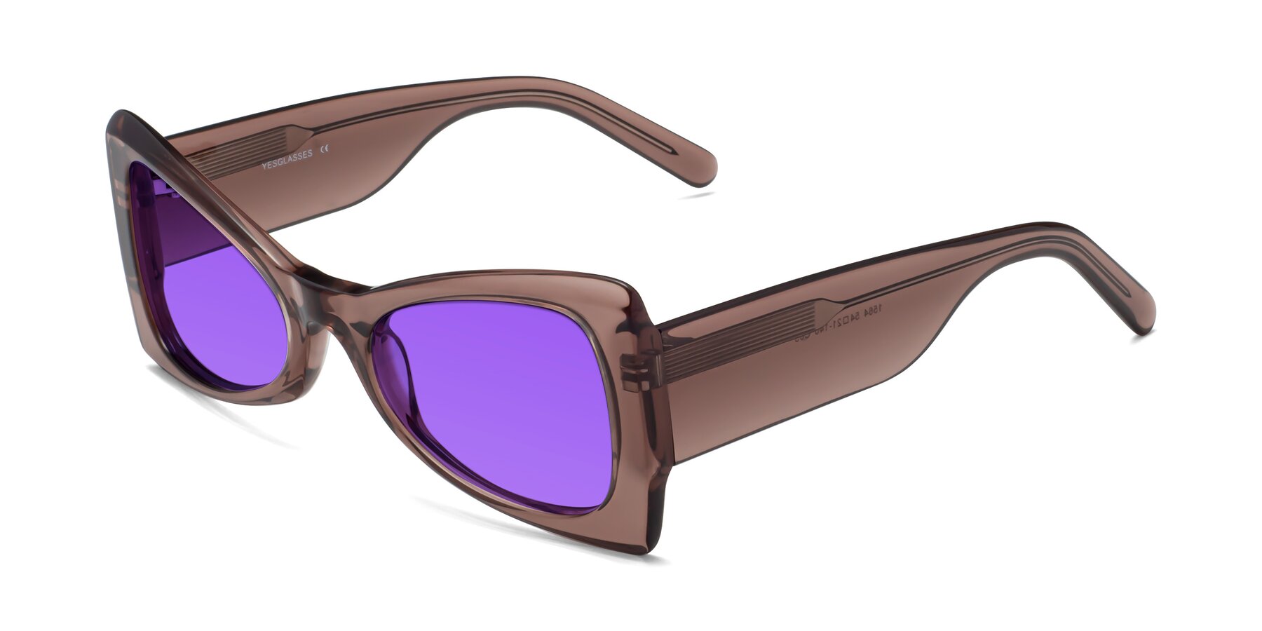 Angle of 1564 in Honey Brown with Purple Tinted Lenses
