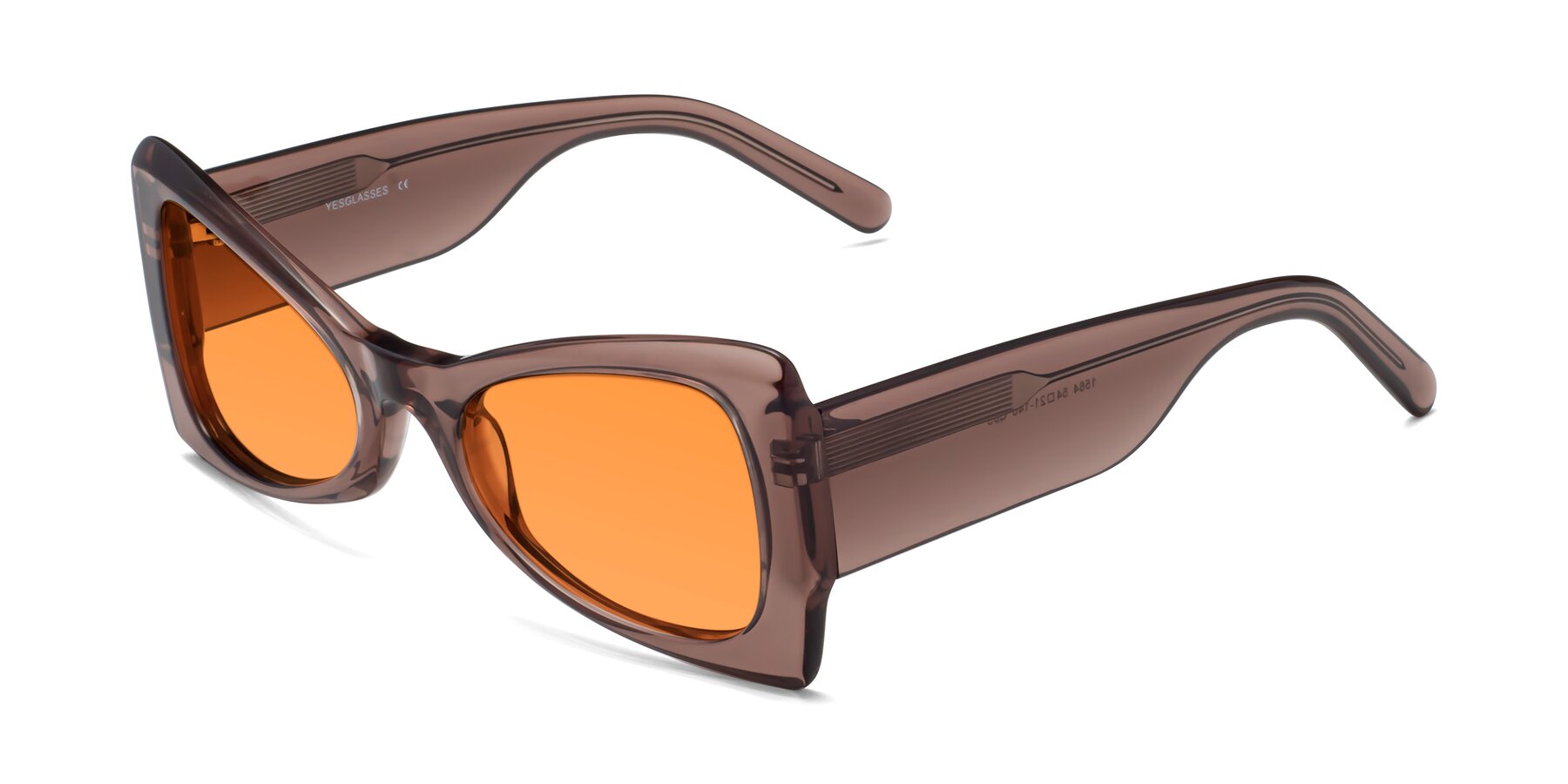 Angle of 1564 in Honey Brown with Orange Tinted Lenses