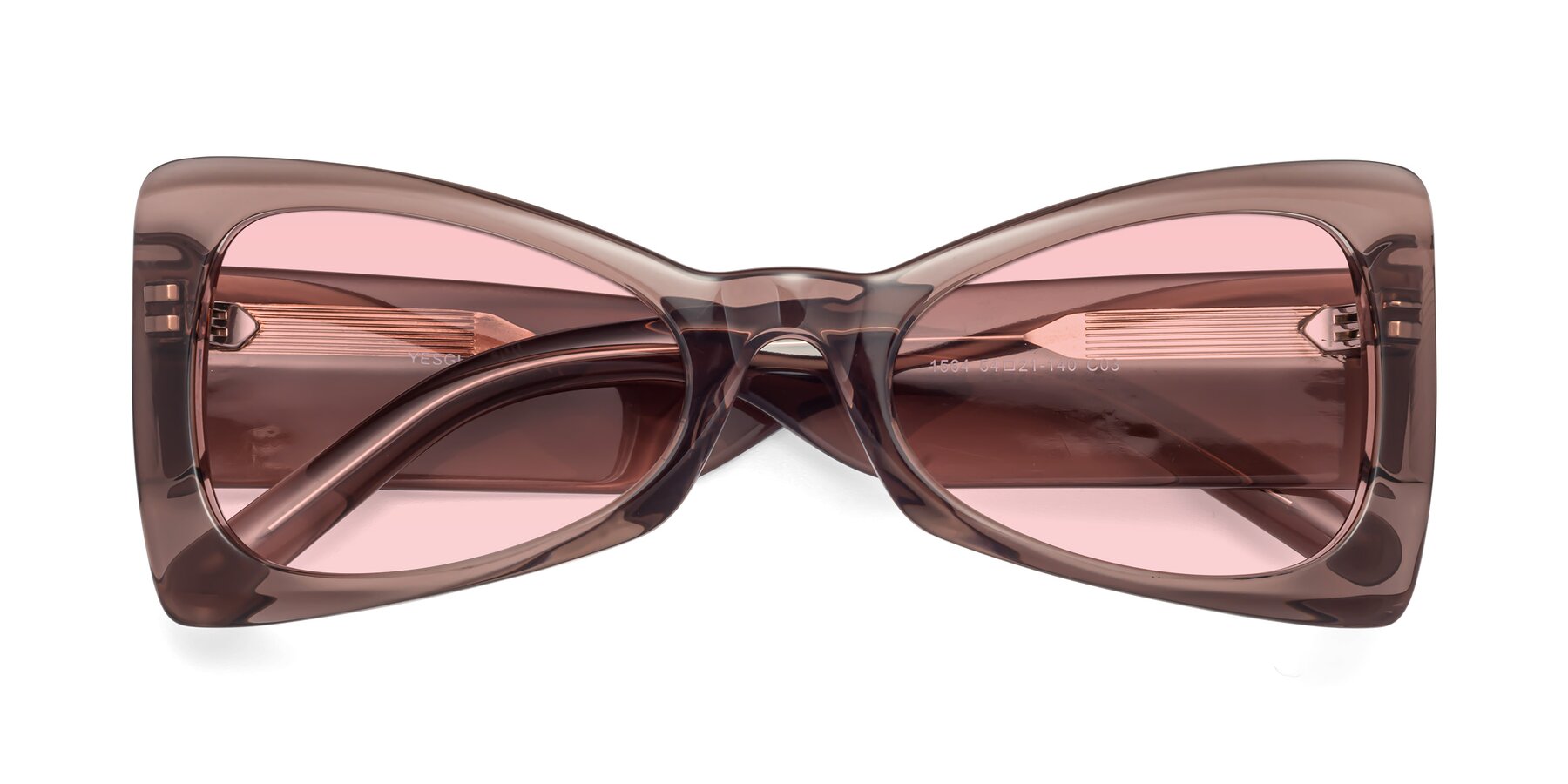 Folded Front of 1564 in Honey Brown with Light Garnet Tinted Lenses