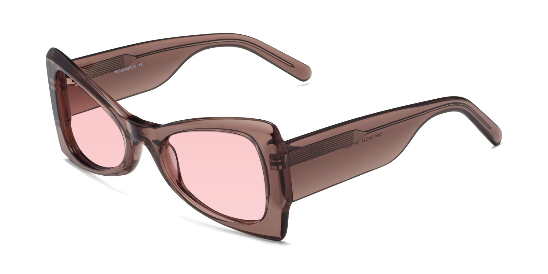 Angle of 1564 in Honey Brown with Light Garnet Tinted Lenses