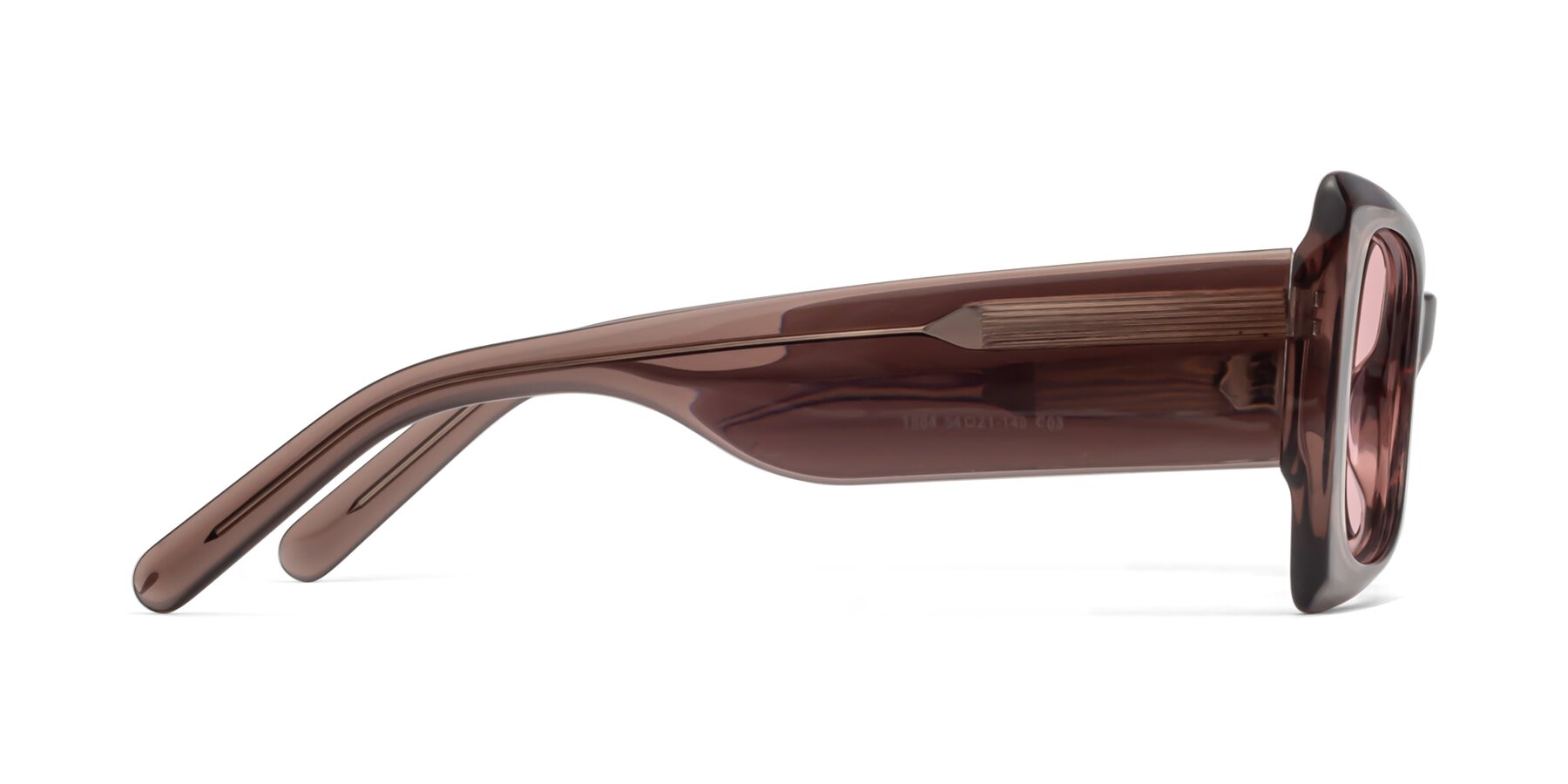 Side of 1564 in Honey Brown with Light Garnet Tinted Lenses