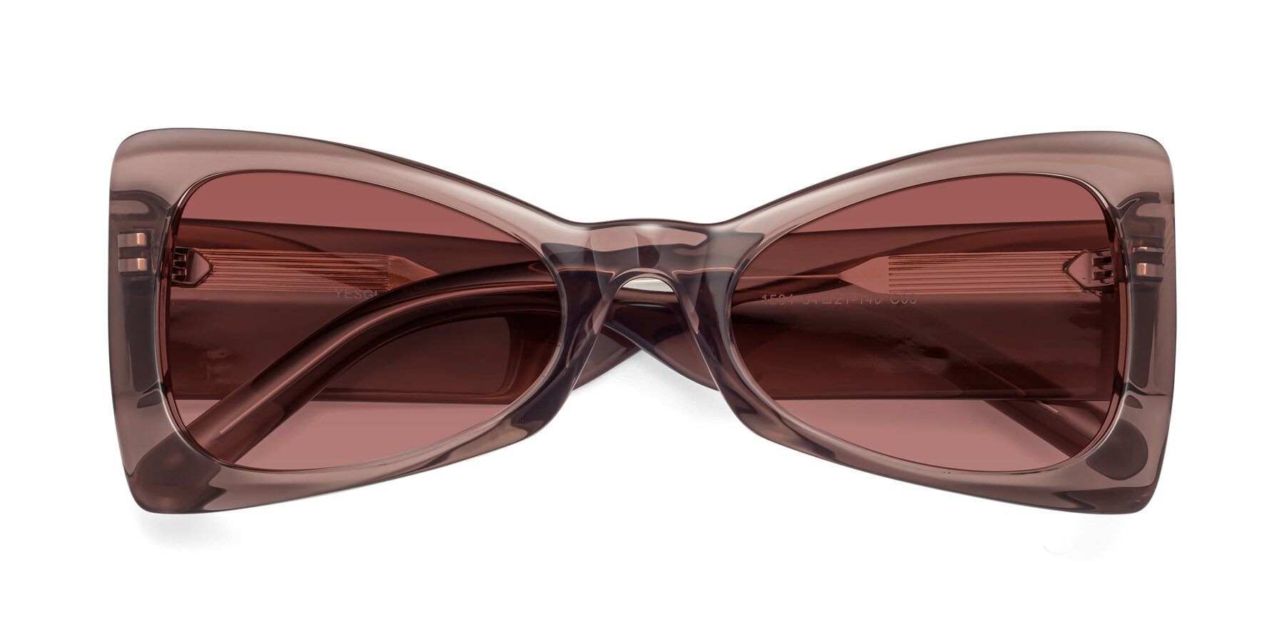 Folded Front of 1564 in Honey Brown with Garnet Tinted Lenses