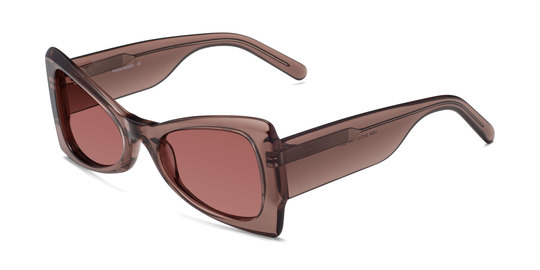 Angle of 1564 in Honey Brown with Garnet Tinted Lenses