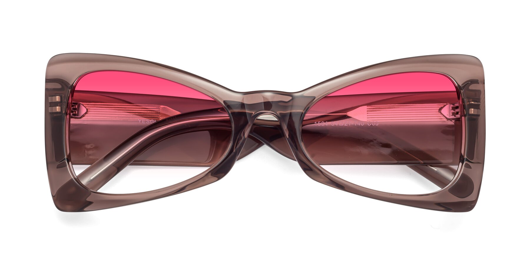Folded Front of 1564 in Honey Brown with Pink Gradient Lenses