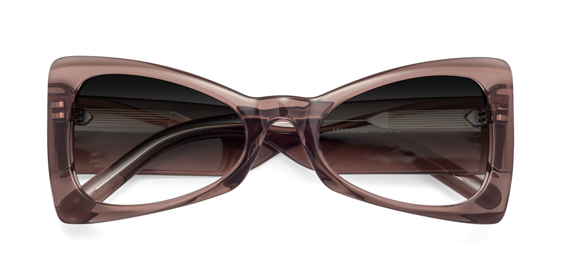 Folded Front of 1564 in Honey Brown with Gray Gradient Lenses