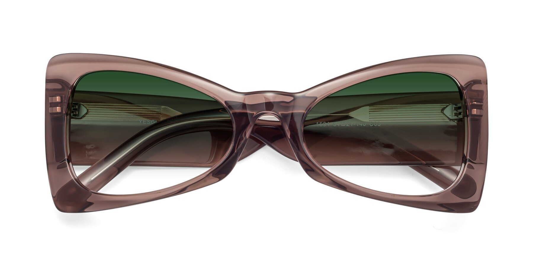 Folded Front of 1564 in Honey Brown with Green Gradient Lenses