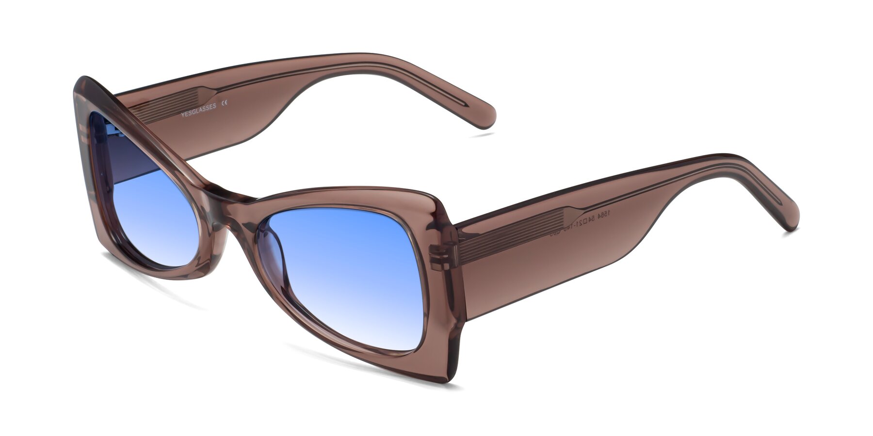 Angle of 1564 in Honey Brown with Blue Gradient Lenses